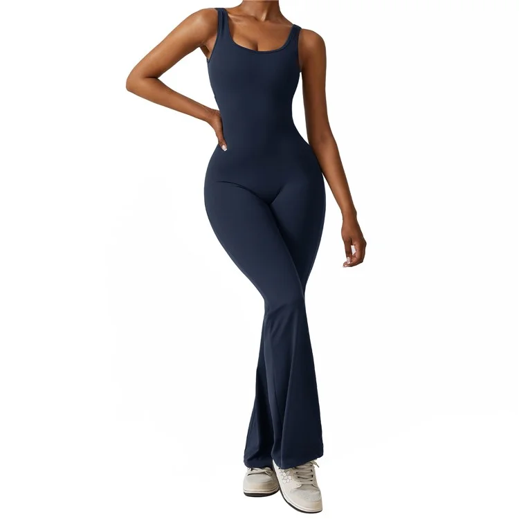 8260 Damen Yoga-Overalls Workout Ärmellos Sport-Overalls Nahtlos Sexy Jumpsuits - Blau / L