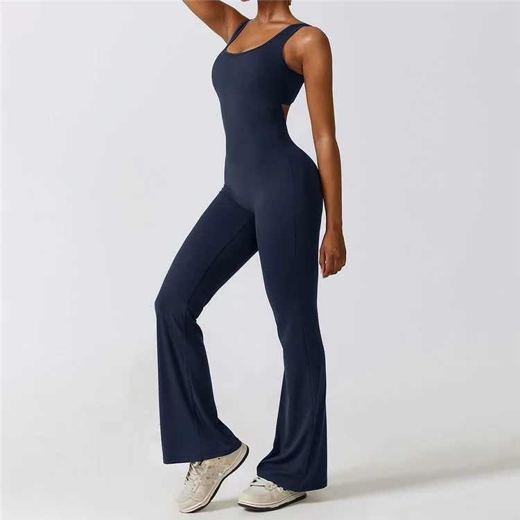 8260 Damen Yoga-Overalls Workout Ärmellos Sport-Overalls Nahtlos Sexy Jumpsuits - Blau / L