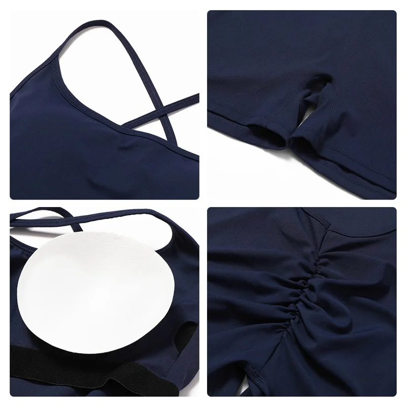 8605 Quick-Dry One-Piece Jumpsuits Unitard Bodysuit Workout Rompers Yoga Clothes - Brown / L