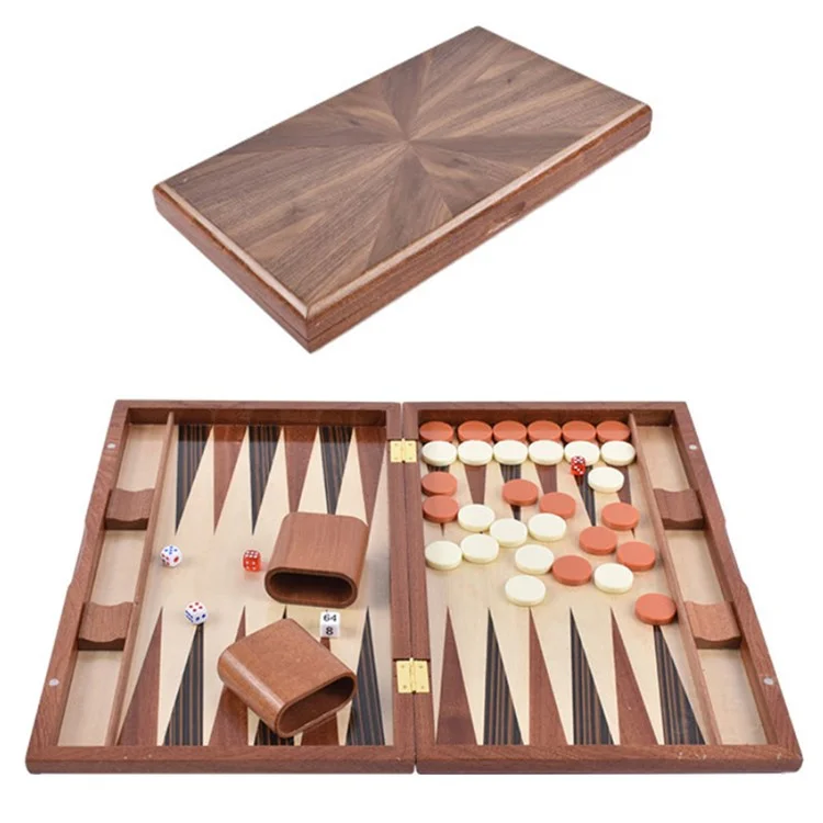 Scatola da Backgammon in Legno Massiccio Scacchiera Baccarat Set da Gioco, Tavoliere da 17 Pollici