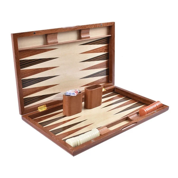 Scatola da Backgammon in Legno Massiccio Scacchiera Baccarat Set da Gioco, Tavoliere da 17 Pollici