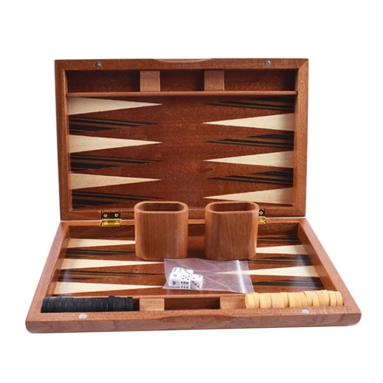 Scatola da Backgammon in Legno Massiccio Scacchiera Baccarat Set da Gioco, Tavoliere da 17 Pollici