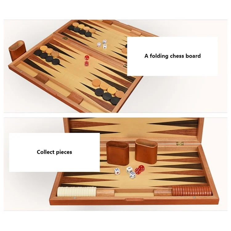 Scatola da Backgammon in Legno Massiccio Scacchiera Baccarat Set da Gioco, Tavoliere da 17 Pollici