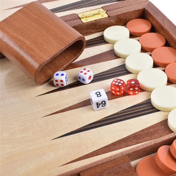 Scatola da Backgammon in Legno Massiccio Scacchiera Baccarat Set da Gioco, Tavoliere da 17 Pollici