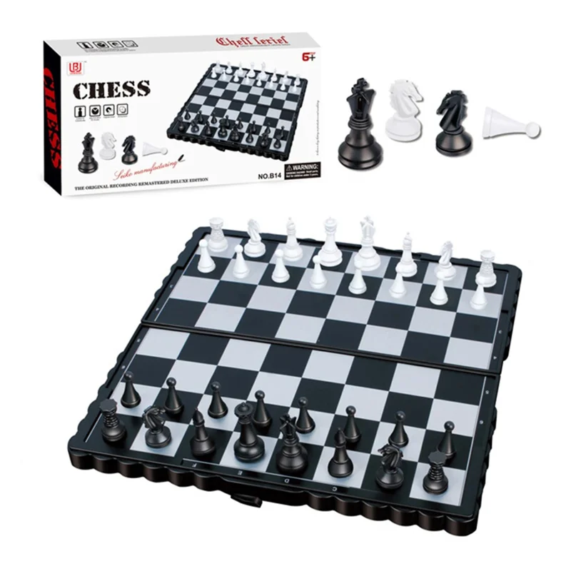 Foldable Magnetic Chess Board Portable Board Game Set Kids Educational Toy - Chess