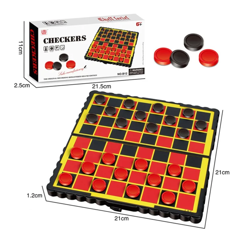 Foldable Magnetic Chess Board Portable Board Game Set Kids Educational Toy - Checkers