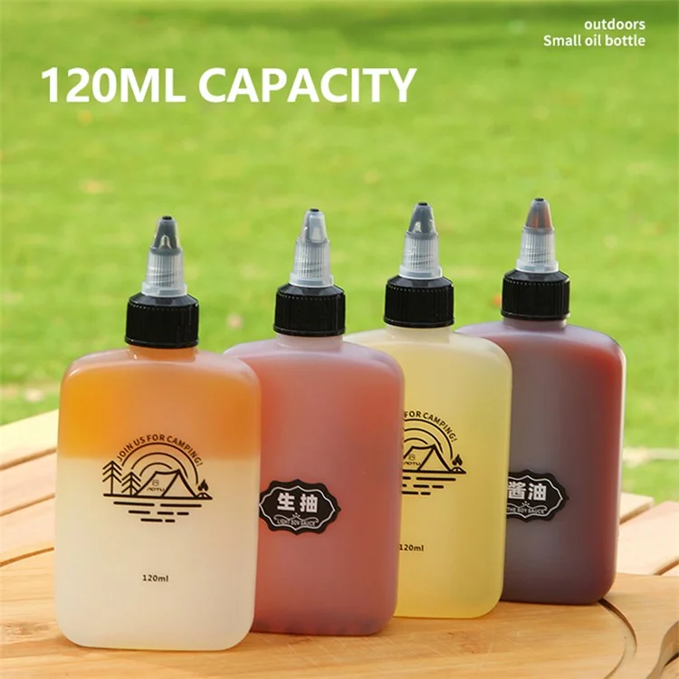 HALIN 5PCS Mini Squeeze Oil Bottles 120ml Liquid Containers for Camping BBQ Picnic (BPA-Free, No FDA)