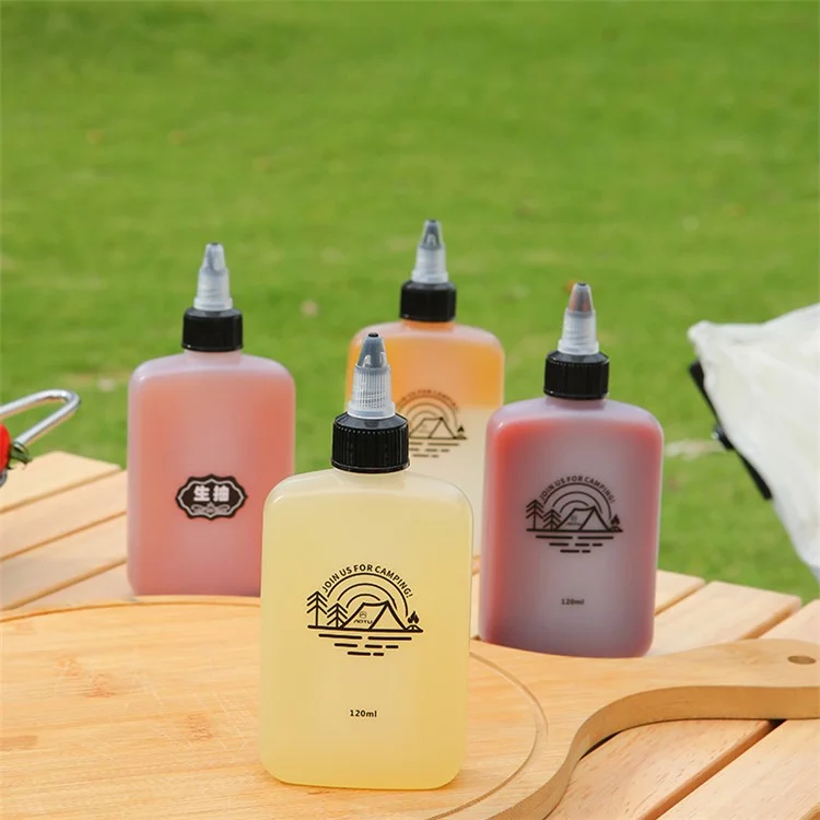 HALIN 5PCS Mini Squeeze Oil Bottles 120ml Liquid Containers for Camping BBQ Picnic (BPA-Free, No FDA)