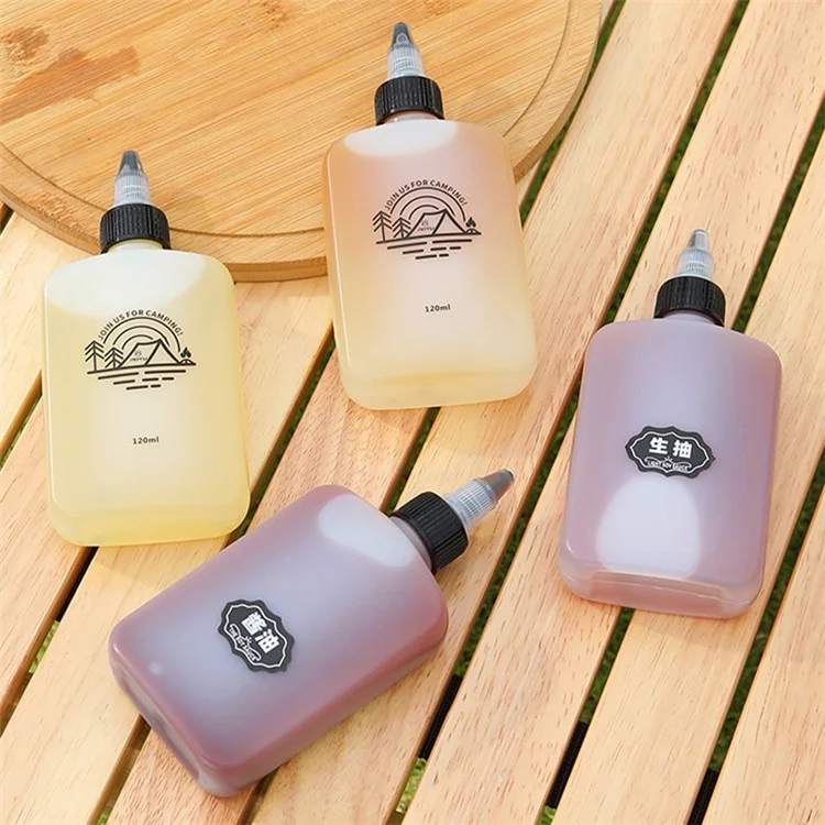 HALIN 5PCS Mini Squeeze Oil Bottles 120ml Liquid Containers for Camping BBQ Picnic (BPA-Free, No FDA)