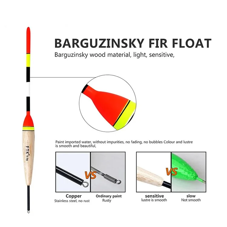 FTK 5 pièces de flotteurs de pêche en bois de balsa épais - 2g