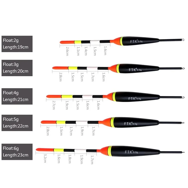 FTK 5 pièces de flotteurs de pêche en bois de balsa épais - 2g