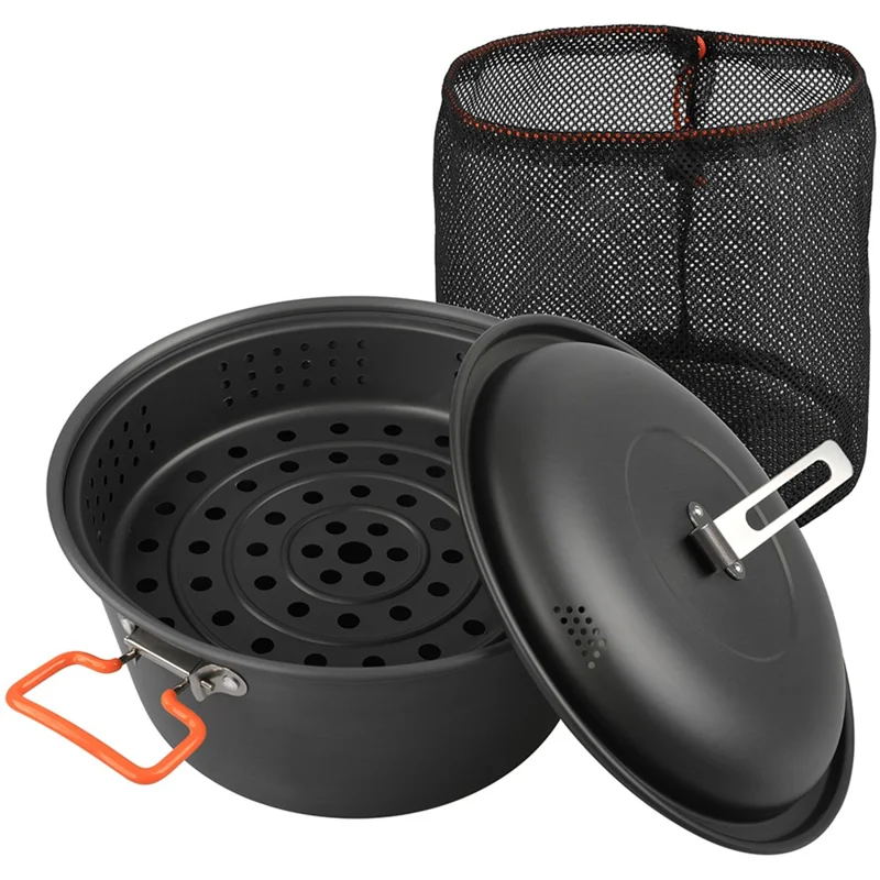 AOTU Camping 5L Pentola a vapore Impugnatura pieghevole Stoviglie per escursionismo Picnic (senza BPA, senza FDA)
