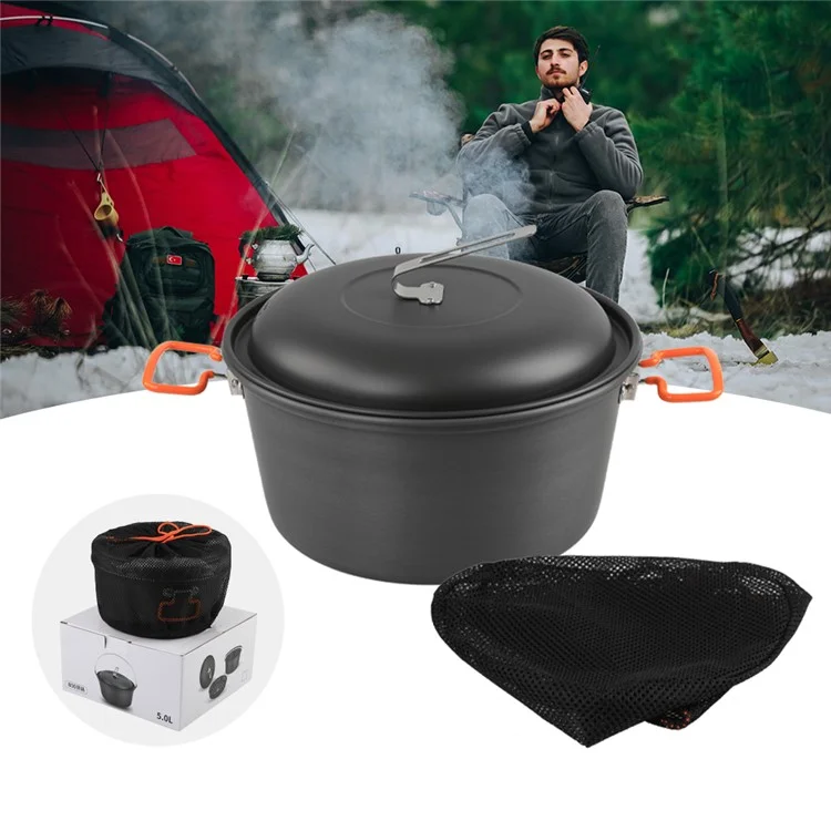 AOTU Camping 5L Pentola a vapore Impugnatura pieghevole Stoviglie per escursionismo Picnic (senza BPA, senza FDA)