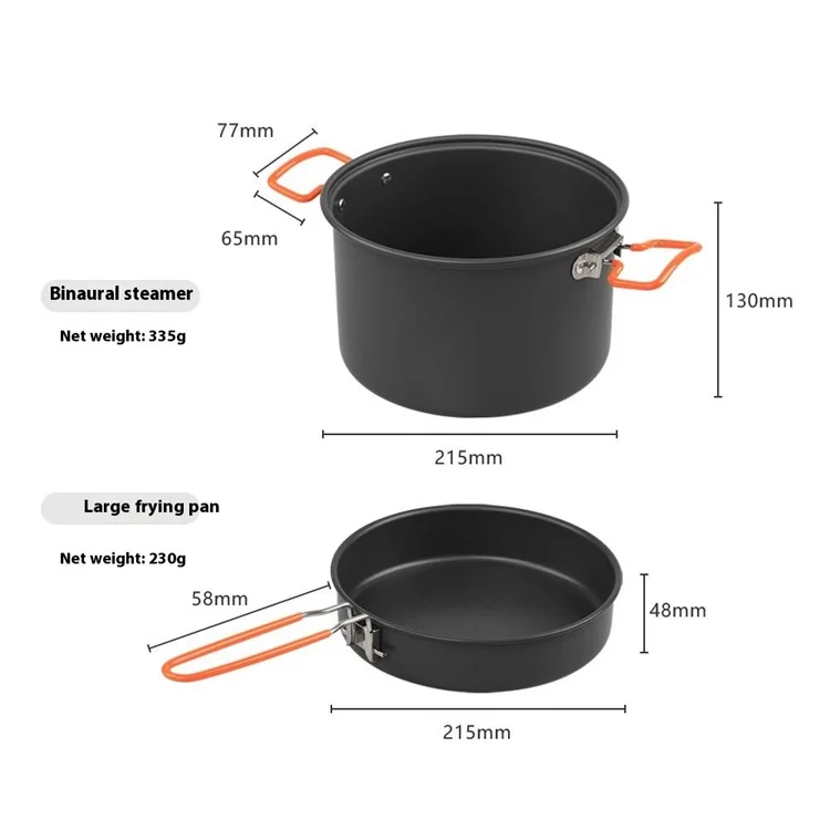 AOTU Camping 1.6L Bouilloire + 5.0L Marmite à Vapeur + Poêle à Frire (Sans BPA, Pas FDA)