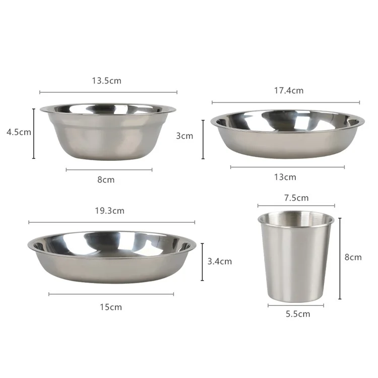Ensemble de batterie de cuisine de camping AOTU DS-718 Bouilloire Casserole Poêle Assiette en acier inoxydable Bol Tasse à eau (sans BPA, pas d'approbation de la FDA)