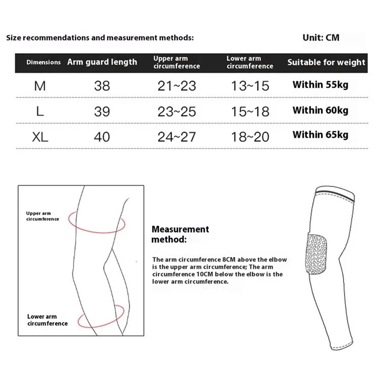 AB062 Lycra Fabric Elbow Brace Shock-Absorbed Elbow Wrap Arm Compression Brace Support - Negro / M
