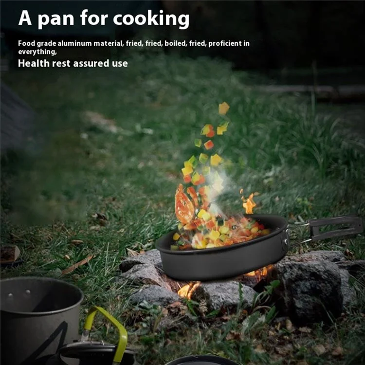 Ensemble de batterie de cuisine de camping AOTU Bouilloire Casserole Poêle à frire Planche à découper Kit (sans BPA, sans FDA) - Orange