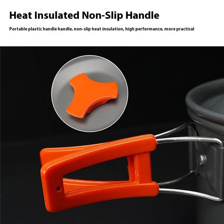 Ensemble de batterie de cuisine de camping AOTU Bouilloire Casserole Poêle à frire Planche à découper Kit (sans BPA, sans FDA) - Orange