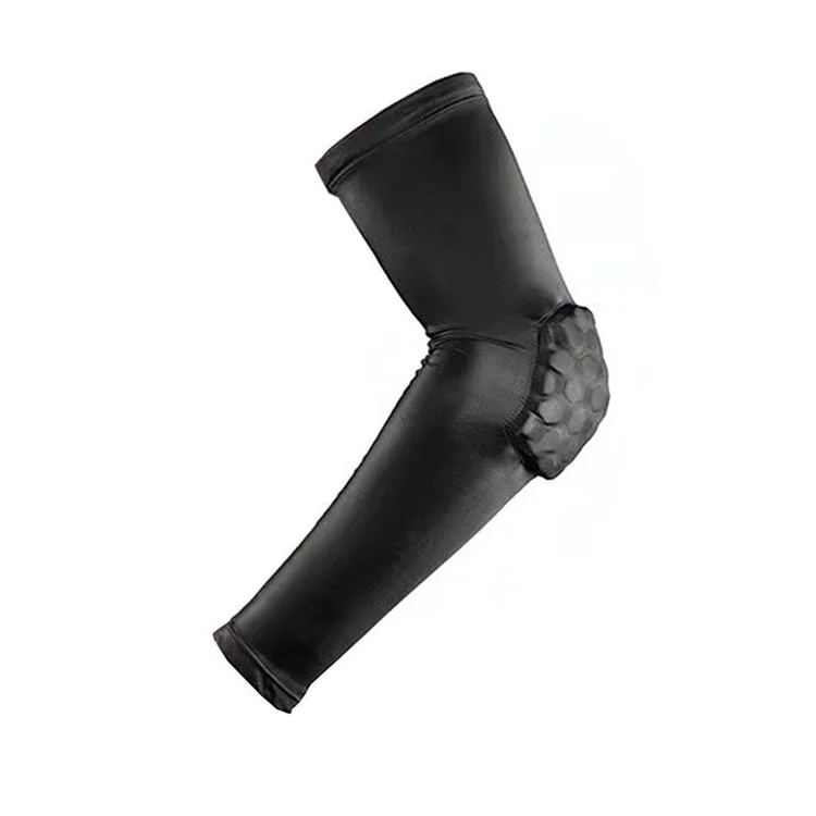 EL0038 Ellbogen Gepolsterte Protektorarm Sleeve Kompression Arm Protective Support Brace - Schwarz / XS