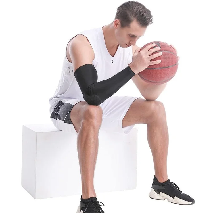 EL0038 Ellbogen Gepolsterte Protektorarm Sleeve Kompression Arm Protective Support Brace - Schwarz / XS