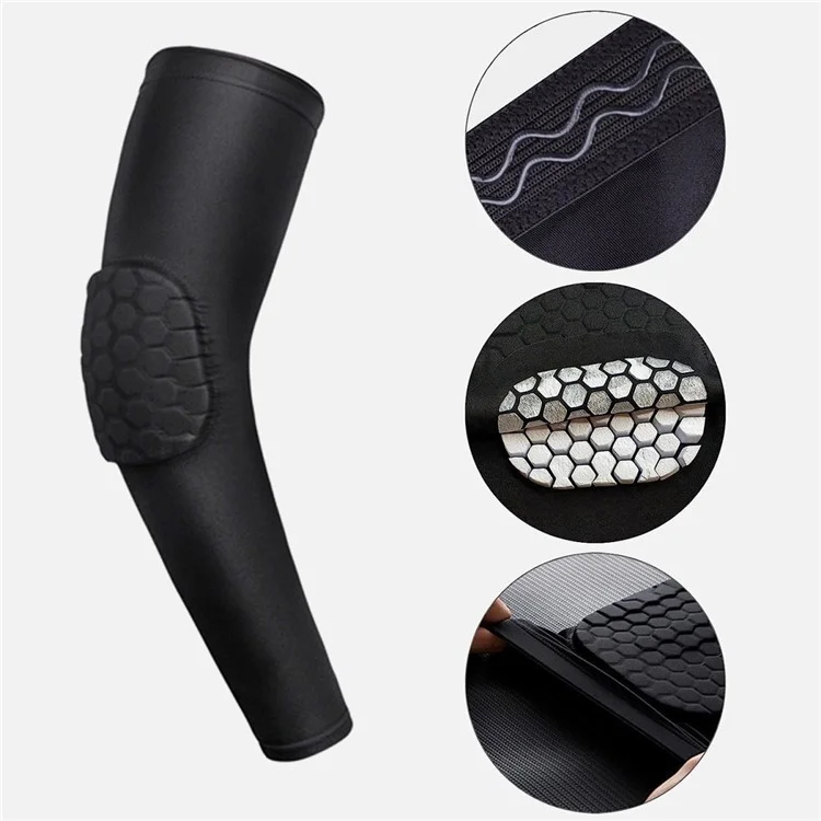 EL0038 Ellbogen Gepolsterte Protektorarm Sleeve Kompression Arm Protective Support Brace - Schwarz / XS