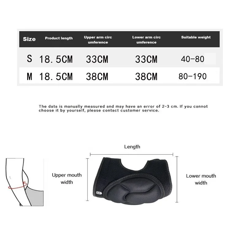 Wosweir El0219 2pcs Turtle Shelne en Forme de Coude Rembourré Protector-absorbed Sports Protection Gear - S