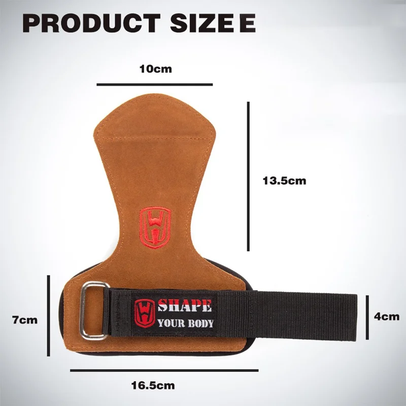 WOSWEIR HA0183 1 Pair Cowhide Leather Wrist Straps Grips Pads Weight Lifting Grips Deadlift Hand Protectors - Brown