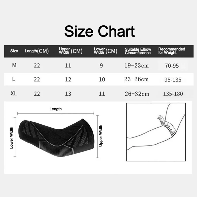 EL0166 Compression Arm Sleeve Arm Brace Support for Pain Relief, Arthritis, Bursitis - Black / M