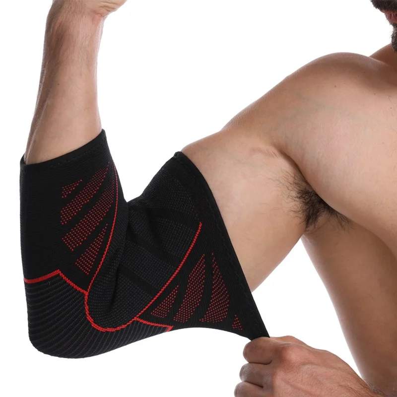 EL0166 Compression Arm Sleeve Arm Brace Support for Pain Relief, Arthritis, Bursitis - Red / L