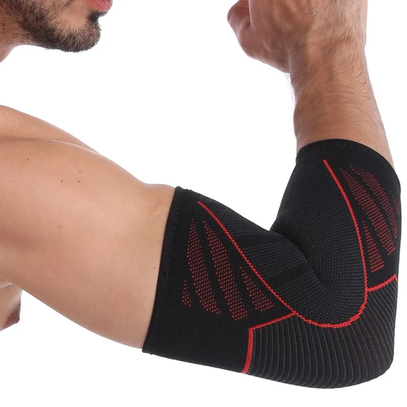 EL0166 Compression Arm Sleeve Arm Brace Support for Pain Relief, Arthritis, Bursitis - Red / L
