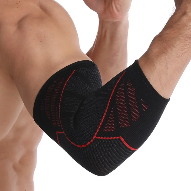 EL0166 Compression Arm Sleeve Arm Brace Support for Pain Relief, Arthritis, Bursitis - Red / L