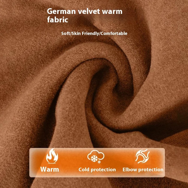 1 Pair Autumn Winter Thermal Arm Sleeves Elastic Elbow Protector Brace for Outdoor Sports - Black