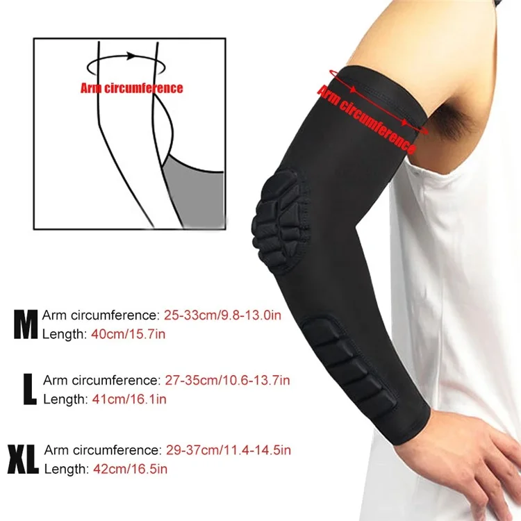 HB011 1 Stück Sport-Ellbogenbandage Waben-Kompressions-Armschutz für Basketball, Radfahren, Fitness - Schwarz M