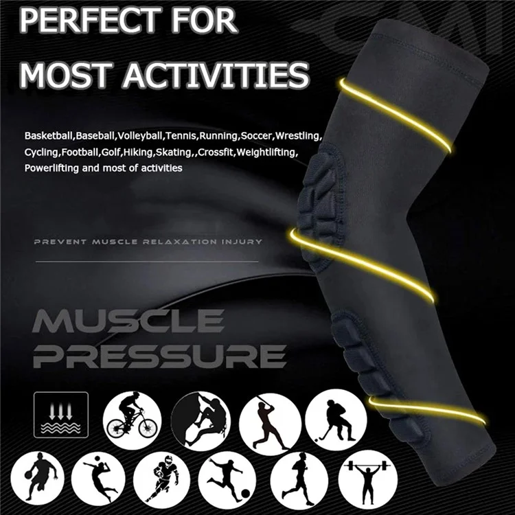 HB011 1 Stück Sport-Ellbogenbandage Waben-Kompressions-Armschutz für Basketball, Radfahren, Fitness - Schwarz M