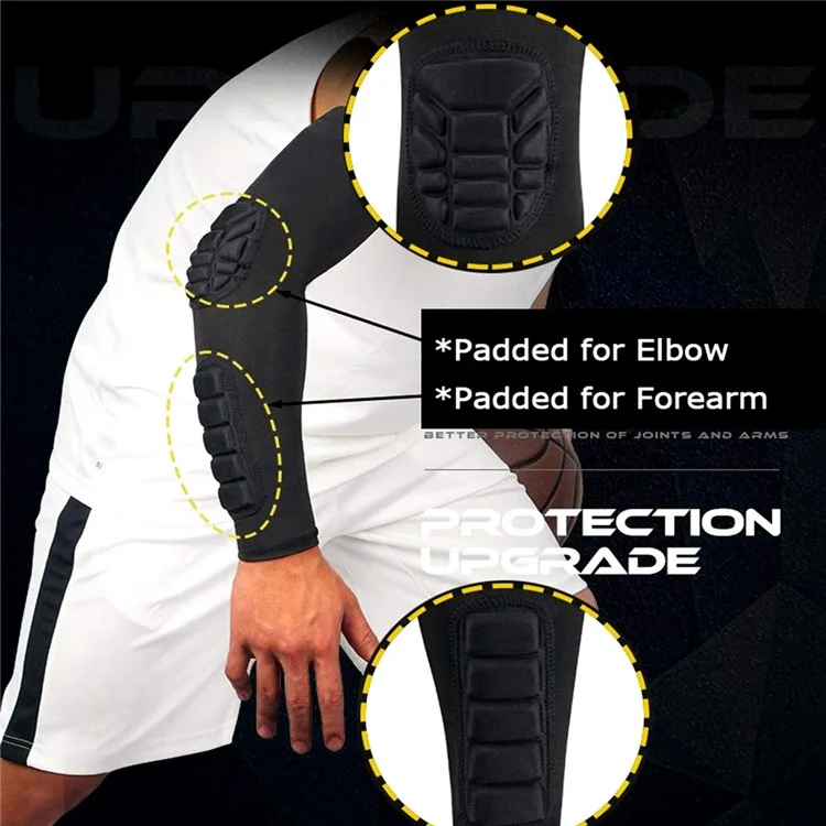 HB011 1 Stück Sport-Ellbogenbandage Waben-Kompressions-Armschutz für Basketball, Radfahren, Fitness - Schwarz M