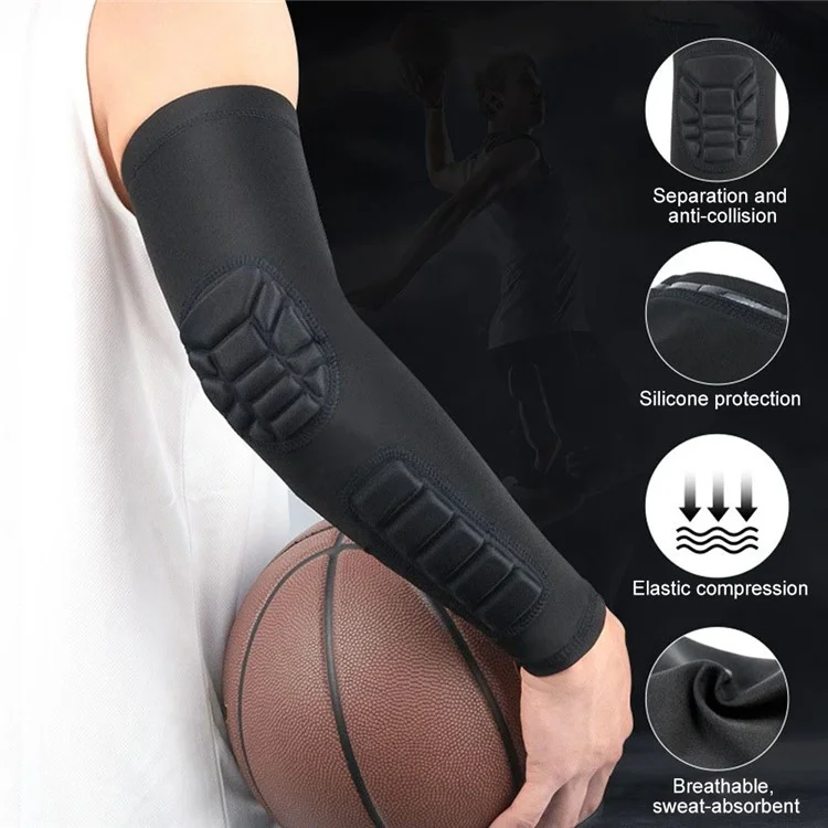 HB011 1 Stück Sport-Ellbogenbandage Waben-Kompressions-Armschutz für Basketball, Radfahren, Fitness - Schwarz M