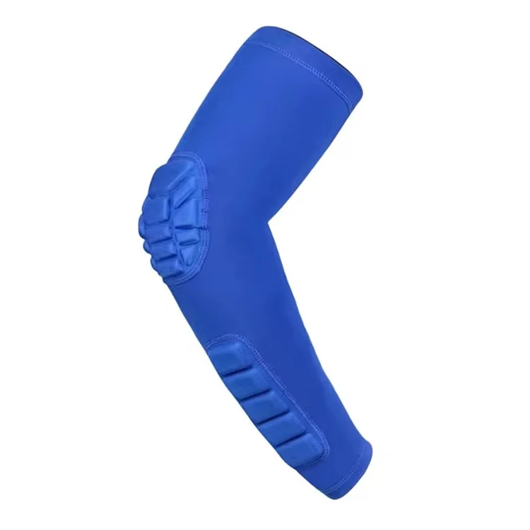 HB011 1Pc Sports Elbow Sleeve Honeycomb Compression Arm Guard for Basketball Cycling Fitness - Blue XL