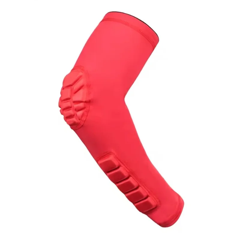 HB011 1Pc Sports Elbow Sleeve Honeycomb Compression Arm Guard for Basketball Cycling Fitness - Red M