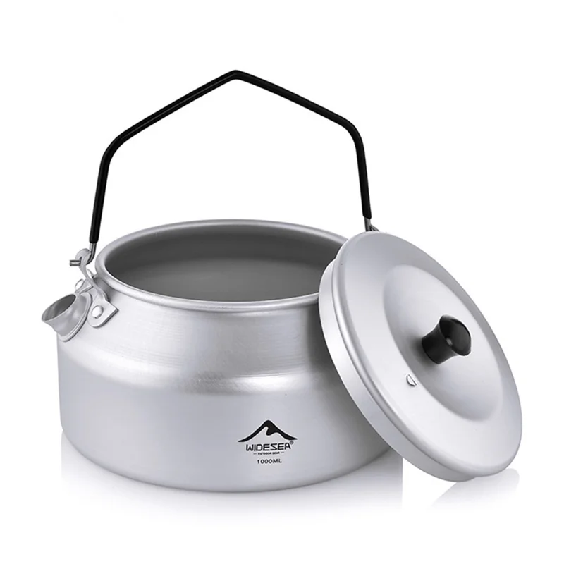 WIDESEA AKT-10 1L Outdoor Camping Kettle Lightweight Aluminum Teapot with Foldable Handle (BPA Free, No FDA)