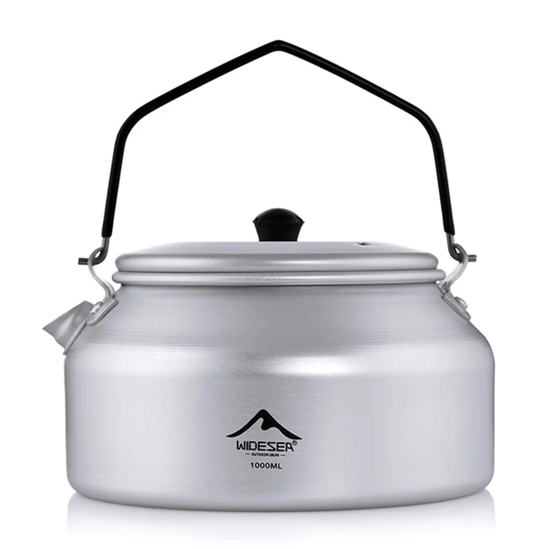 WIDESEA AKT-10 1L Outdoor Camping Kettle Lightweight Aluminum Teapot with Foldable Handle (BPA Free, No FDA)