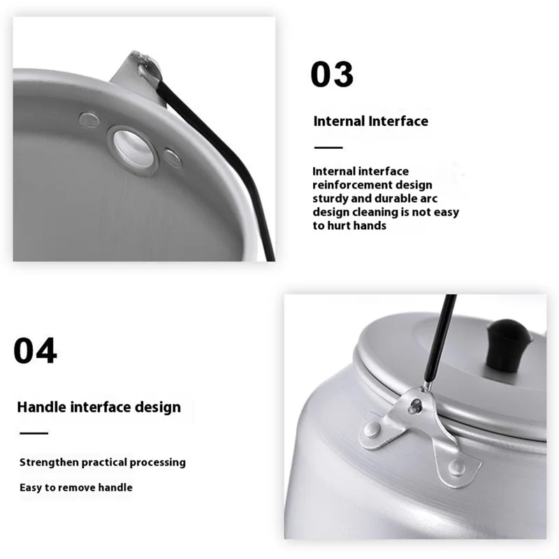 WIDESEA AKT-10 1L Outdoor Camping Kettle Lightweight Aluminum Teapot with Foldable Handle (BPA Free, No FDA)