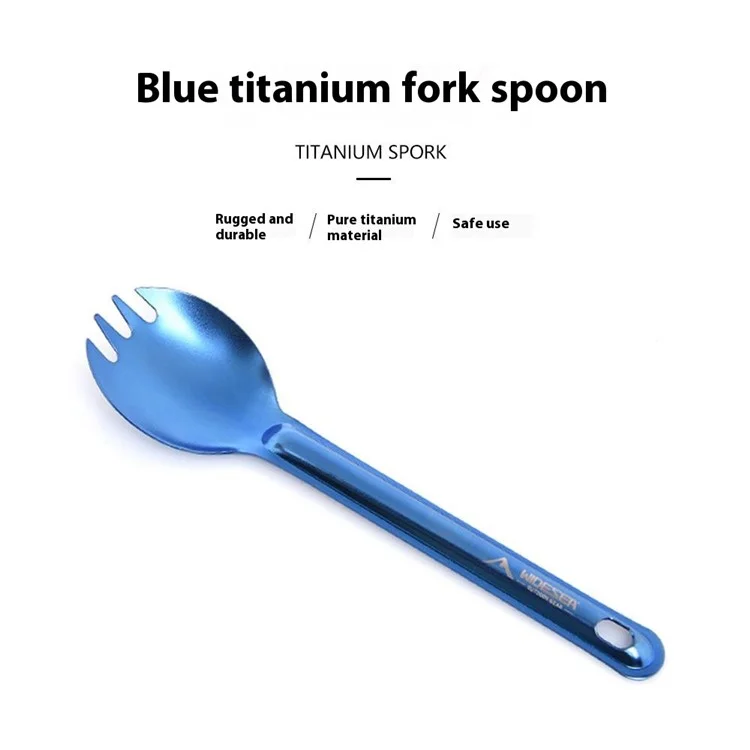 WIDESEA WSTT-117 2 In 1 Outdoor Camping Spoon Fork Pure Titanium Spork with Hanging Hole (BPA Free, No FDA)