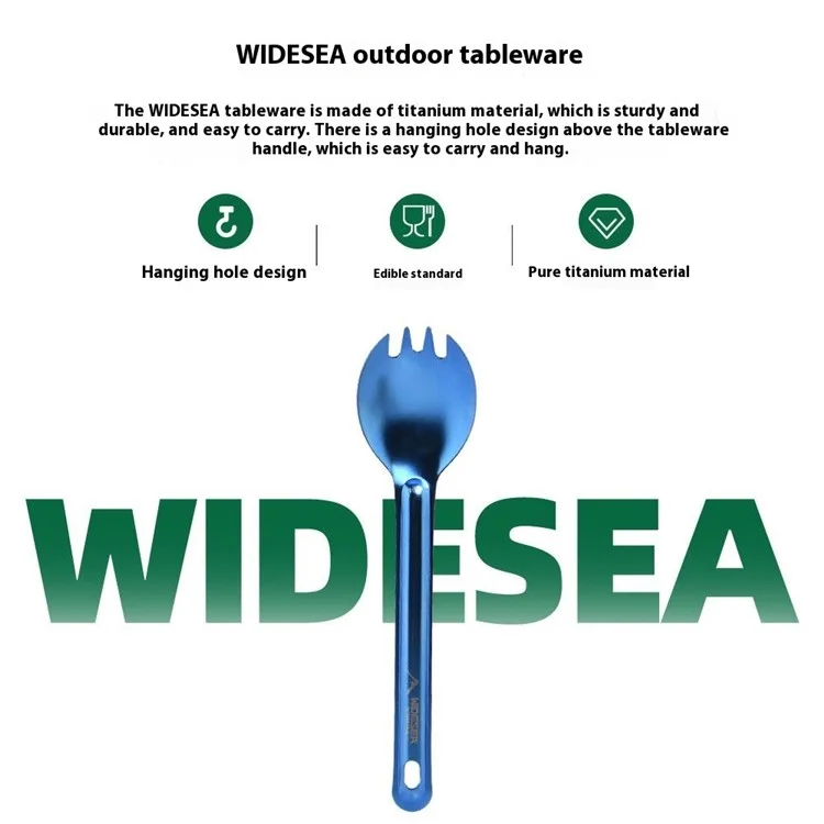 WIDESEA WSTT-117 2 In 1 Outdoor Camping Spoon Fork Pure Titanium Spork with Hanging Hole (BPA Free, No FDA)
