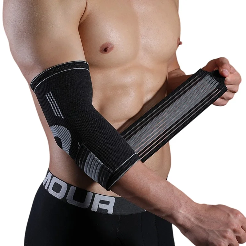 VBOSI 4137V 1Pc 18-24cm Elbow Support Brace Compression Sleeve for Outdoor Sports Elbow Protector, M Size - Black