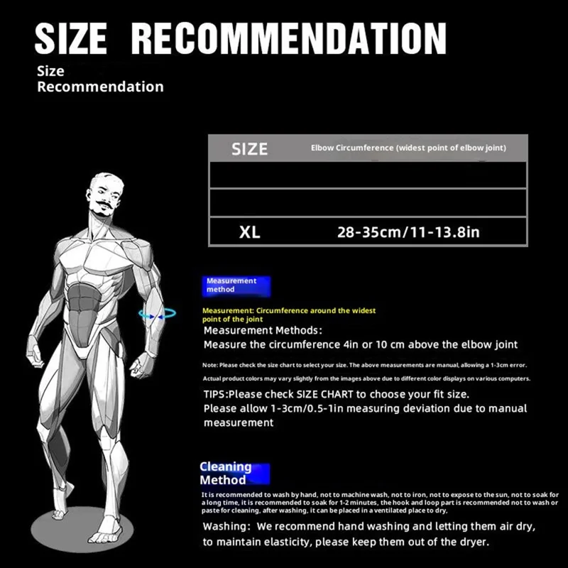 VBOSI 1287V 1PC Tutore per Gomito Taglia XL, Manicotto di Supporto a Compressione 28-35cm per Artrite, Allenamenti, Riduzione del Dolore Articolare - Blu