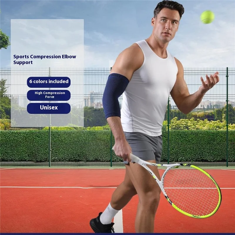 VBOSI 7977V 1PC Elbow Support Brace L Size, 28-32cm Sports Compression Sleeve Basketball Arm Protector - Dark Blue