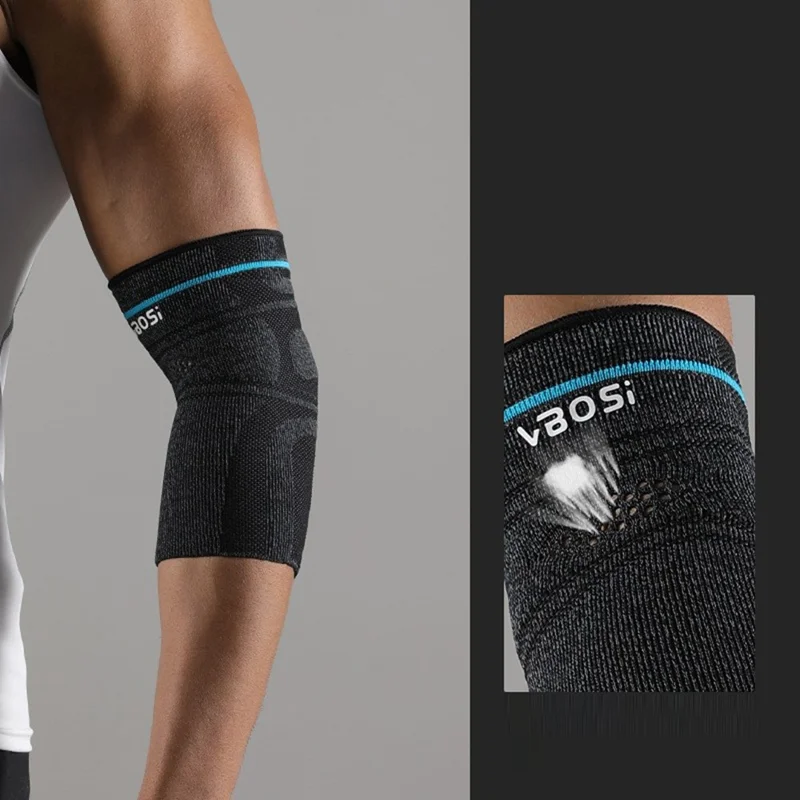 Suporte de Cotovelo VBOSI 7087V 1Pc Tamanho M para Basquete, Badminton, Manga de Compressão Respirável - Preto