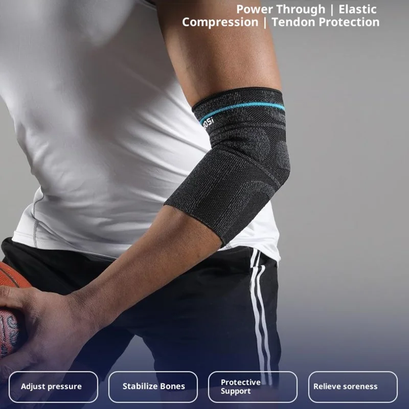 Suporte de Cotovelo VBOSI 7087V 1Pc Tamanho M para Basquete, Badminton, Manga de Compressão Respirável - Preto