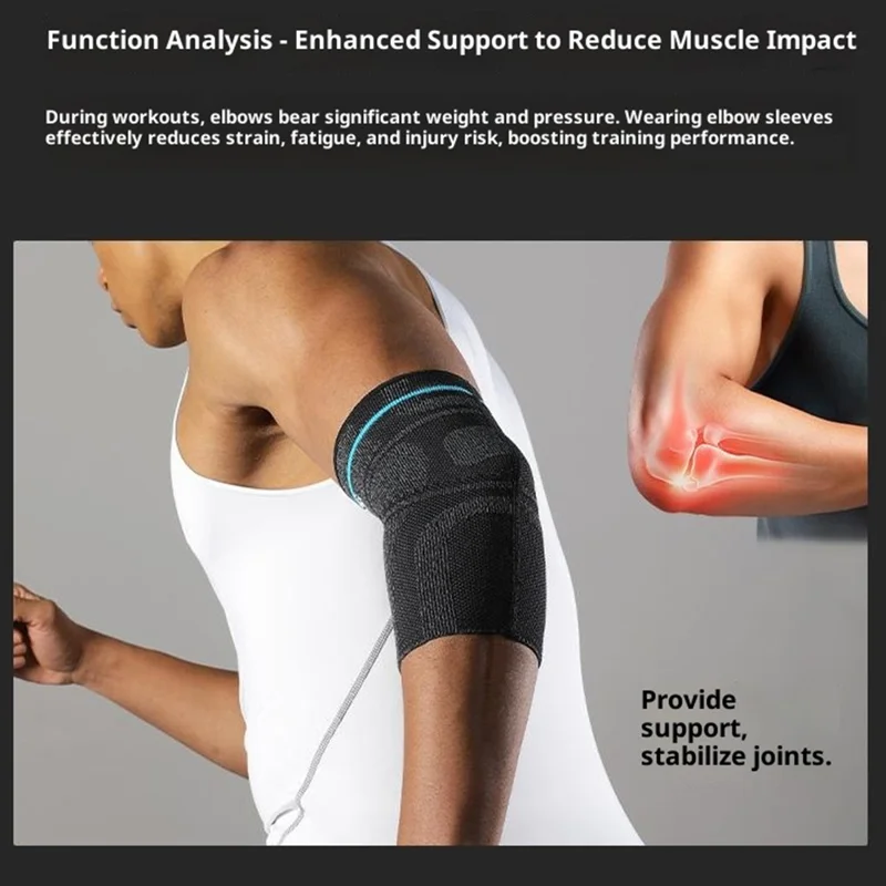 Suporte de Cotovelo VBOSI 7087V 1Pc Tamanho M para Basquete, Badminton, Manga de Compressão Respirável - Preto