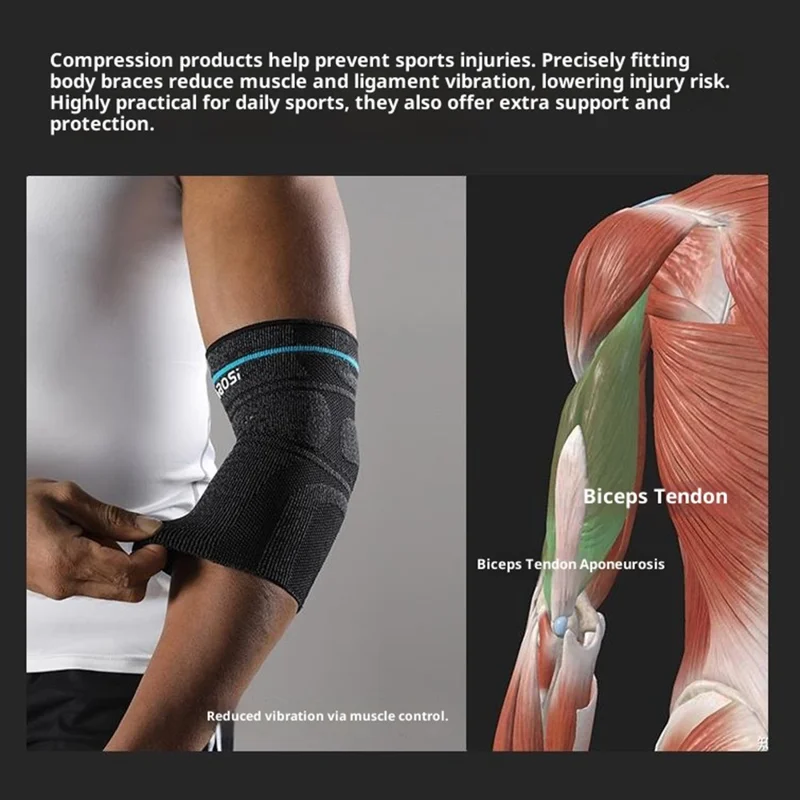 Suporte de Cotovelo VBOSI 7087V 1Pc Tamanho M para Basquete, Badminton, Manga de Compressão Respirável - Preto